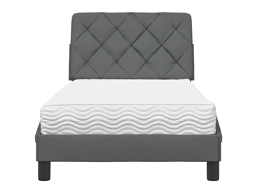 Bed met matras stof donkergrijs 90x190 cm