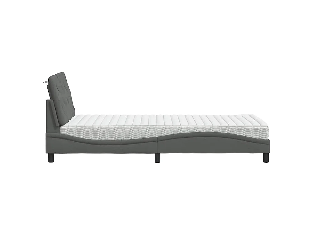 Bed met matras stof donkergrijs 90x190 cm