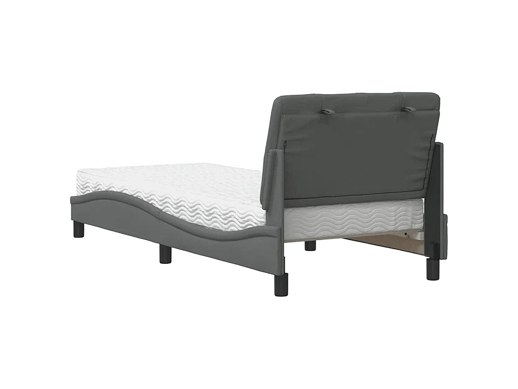 Bed met matras stof donkergrijs 90x190 cm