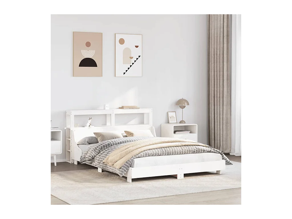 Cadre de lit sans matelas blanc 140x200 cm bois de pin massif