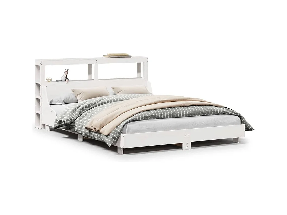 Cadre de lit sans matelas blanc 140x200 cm bois de pin massif