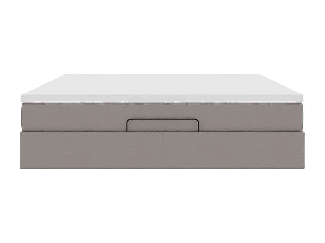 Cadre de lit ottoman avec matelas taupe 160x200 cm tissu