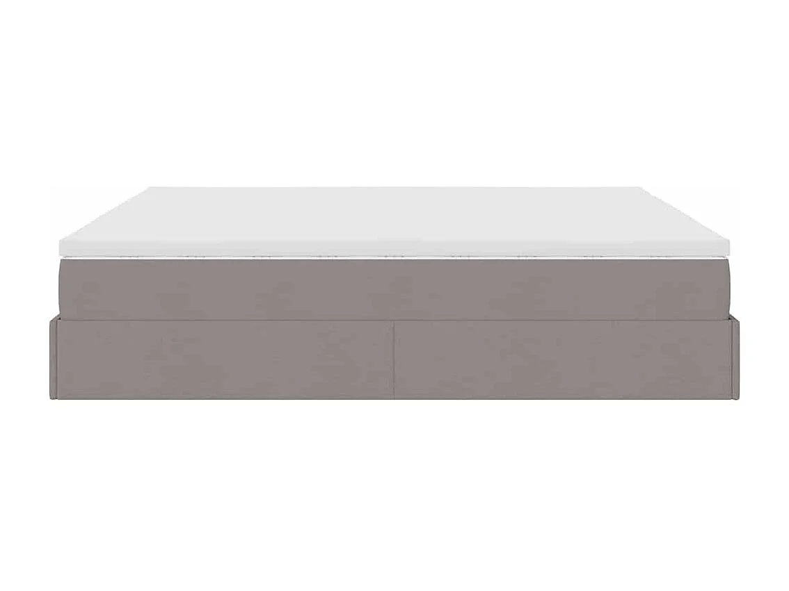 Cadre de lit ottoman avec matelas taupe 160x200 cm tissu