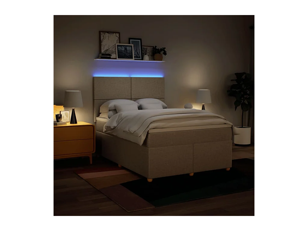 Boxspring met matras stof crèmekleurig 160x200 cm