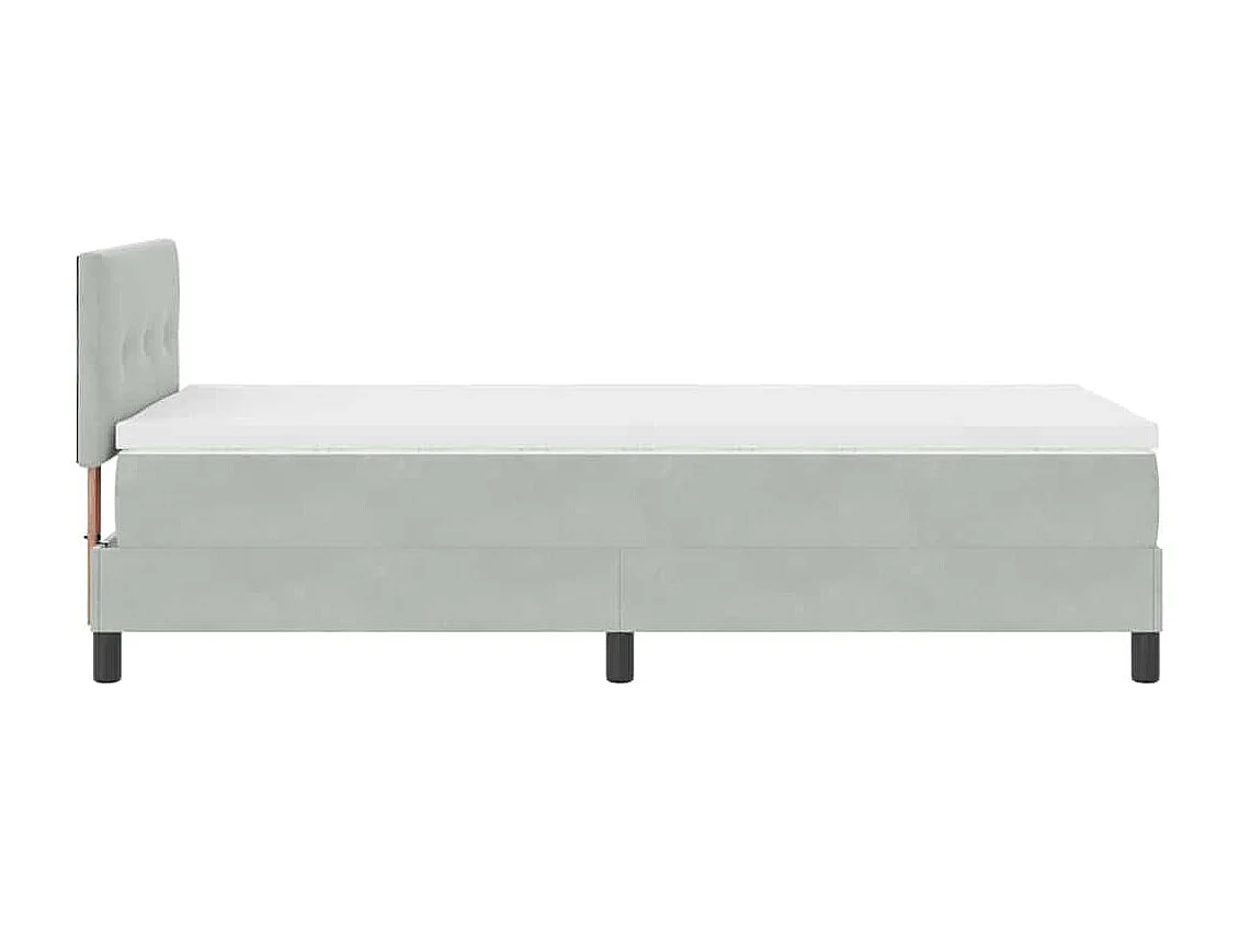 Boxspringbett mit Kopfteil Hellgrau 90 x 190 cm Samt