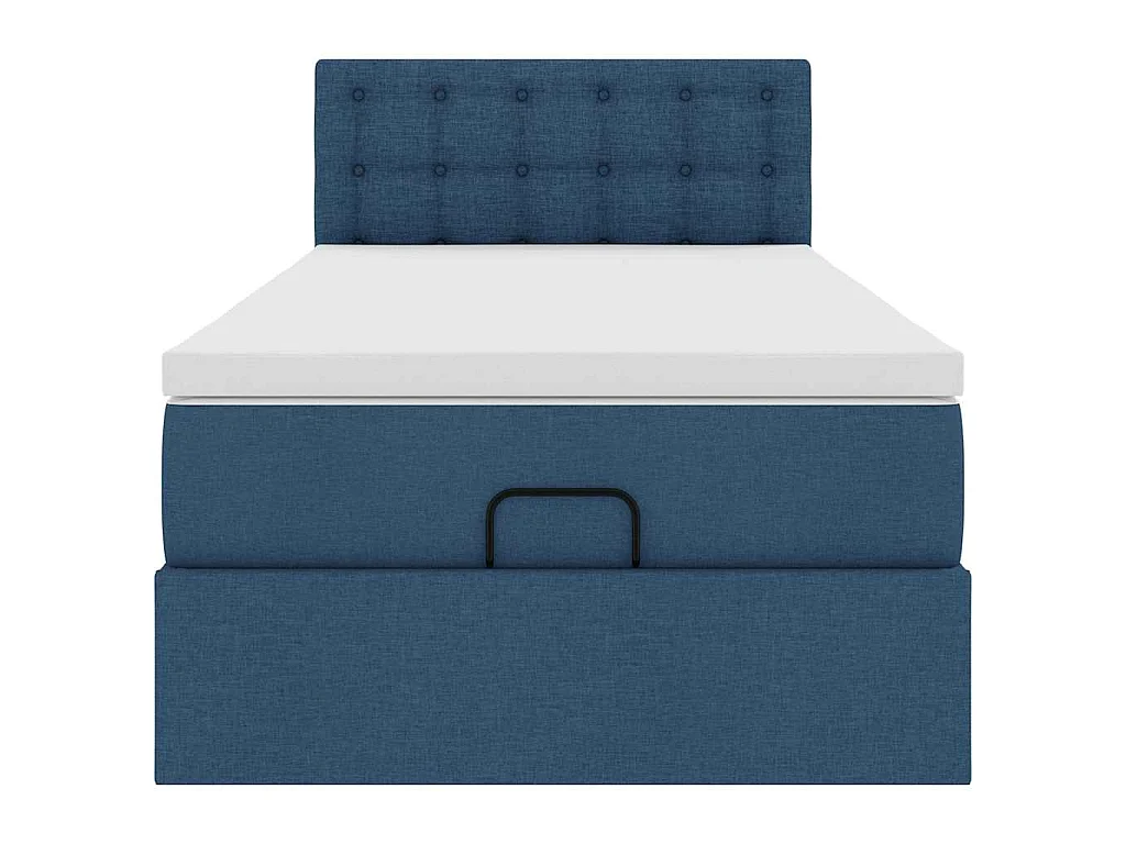 Bed poef met matras en LED's 90x200 cm stof blauw