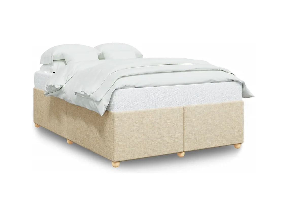 Cadre de lit sans matelas crème 160x200 cm tissu