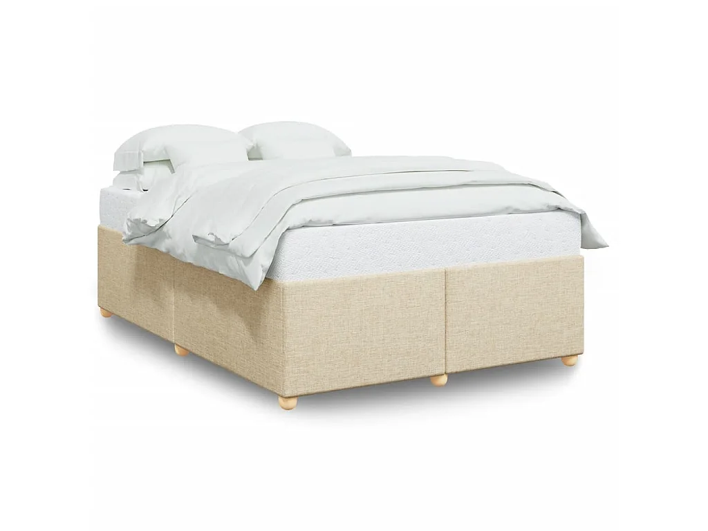 Cadre de lit sans matelas crème 160x200 cm tissu