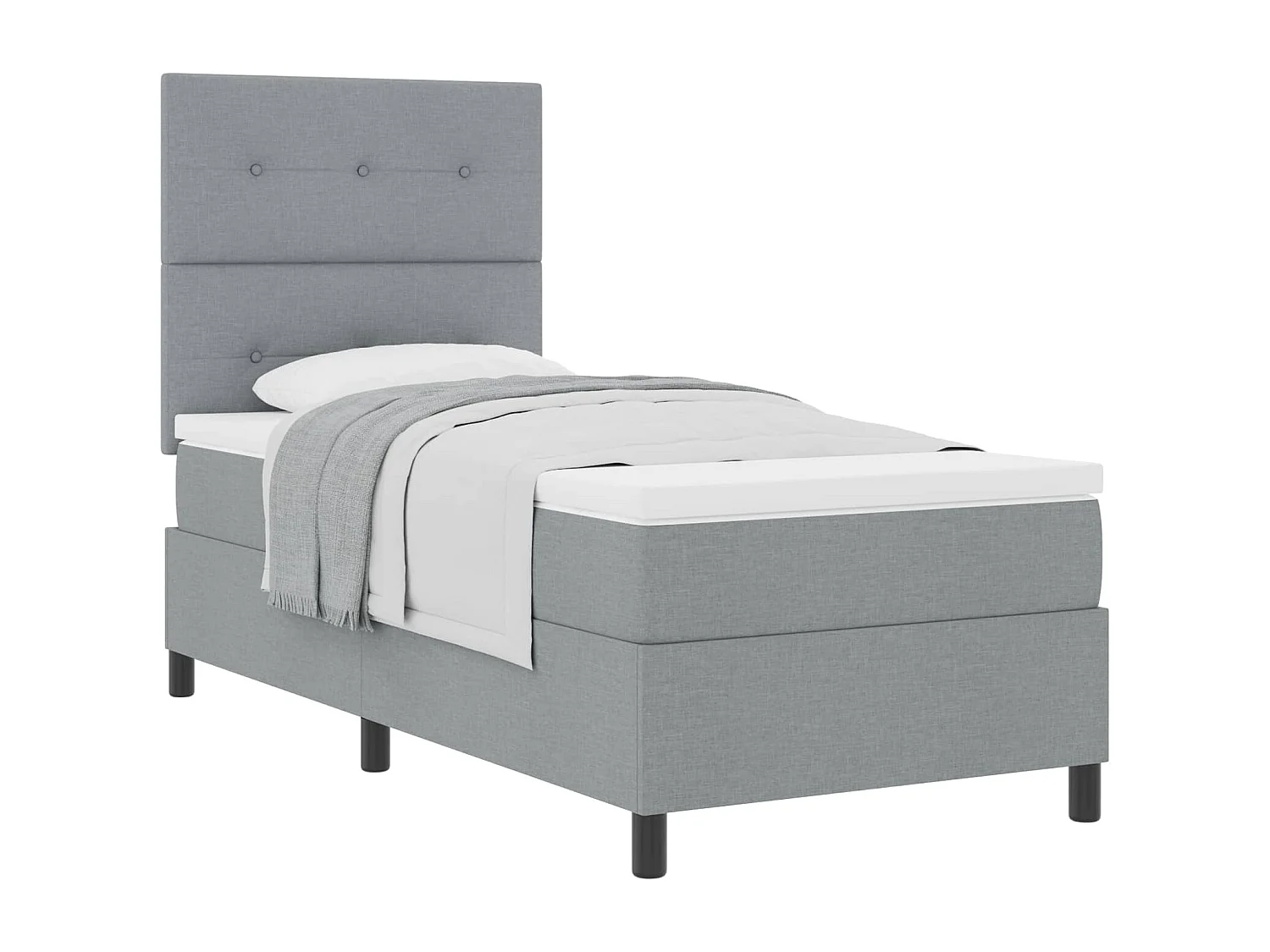 Boxspringbett mit Matratze Hellgrau 90 x 200 cm Stoff