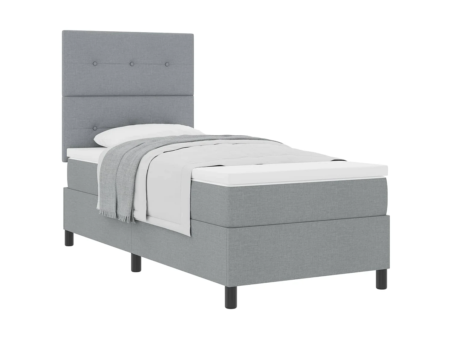 Letto a molle con materasso Grigio chiaro 90 x 200 cm Tessuto