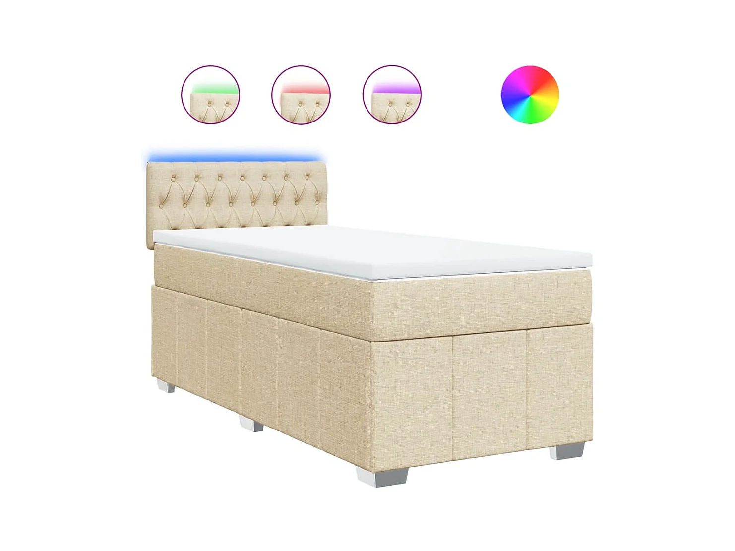 Sommier à lattes de lit avec matelas Crème 90x200 cm Tissu