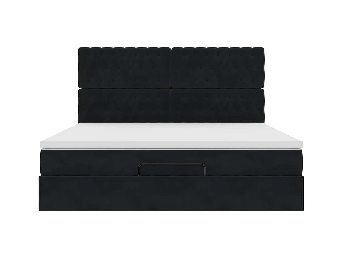 Cadre de lit ottoman avec matelas noir 160x200 cm velours