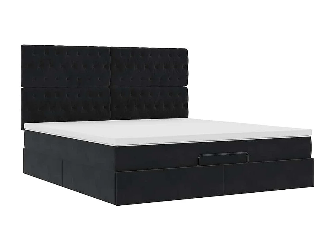 Cadre de lit ottoman avec matelas noir 160x200 cm velours