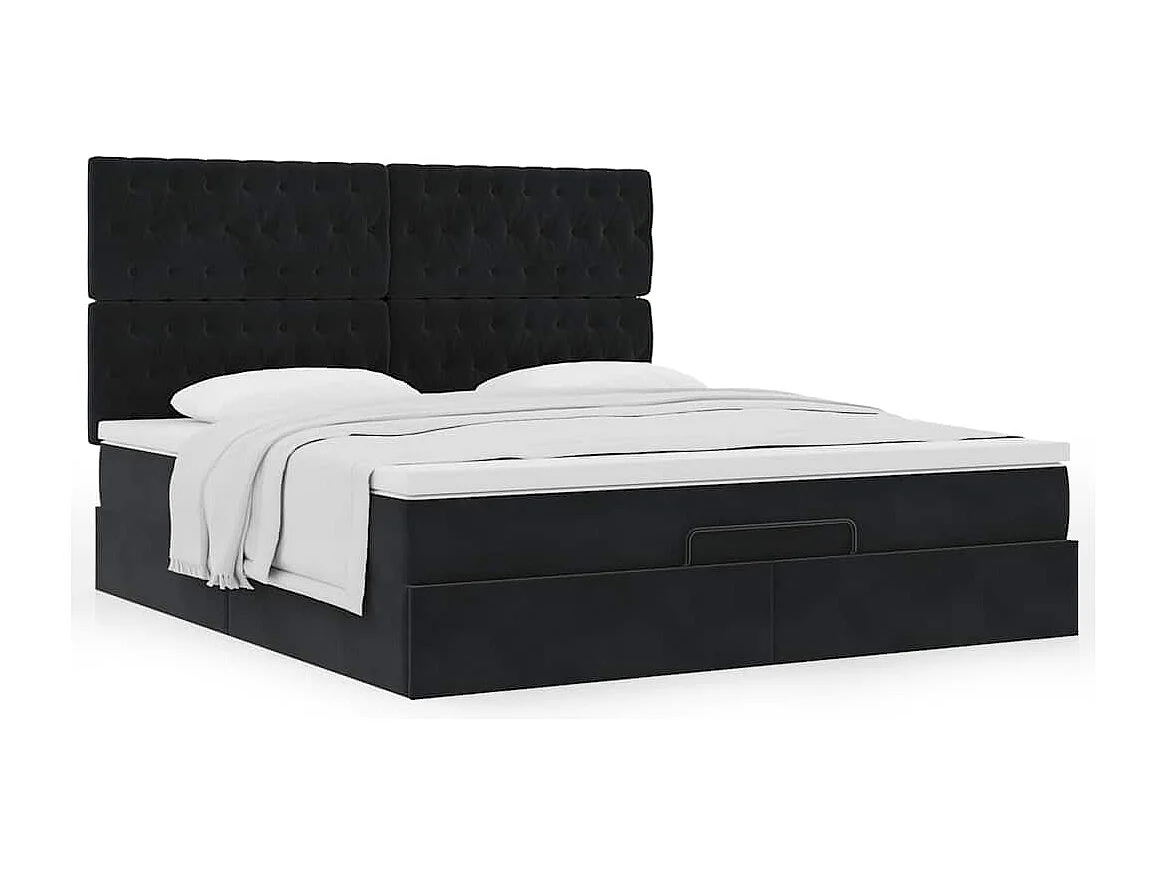 Ottoman bed met matrassen 160x200cm fluweel zwart
