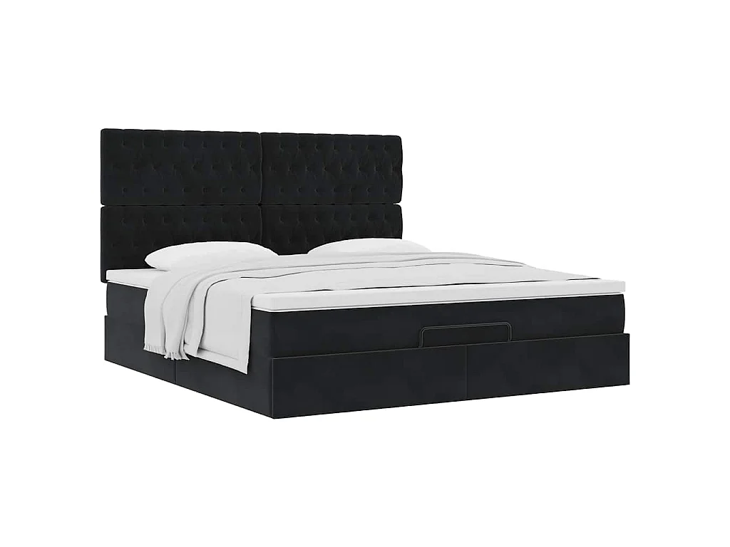 Ottoman-Bett mit Matratzen Schwarz 160x200 cm Samt