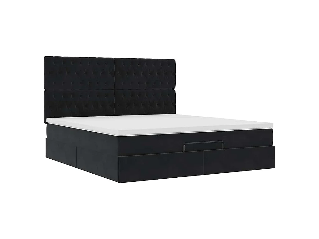Ottoman-Bett mit Matratzen Schwarz 160x200 cm Samt
