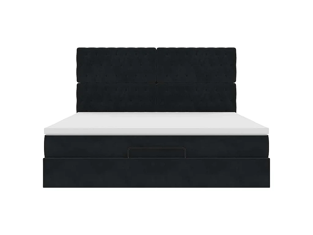 Ottoman-Bett mit Matratzen Schwarz 160x200 cm Samt