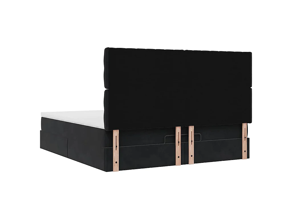 Ottoman-Bett mit Matratzen Schwarz 160x200 cm Samt