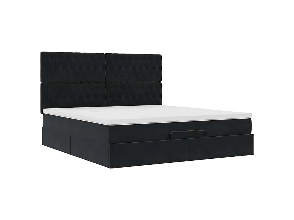 Ottoman bed met matrassen 160x200cm fluweel zwart