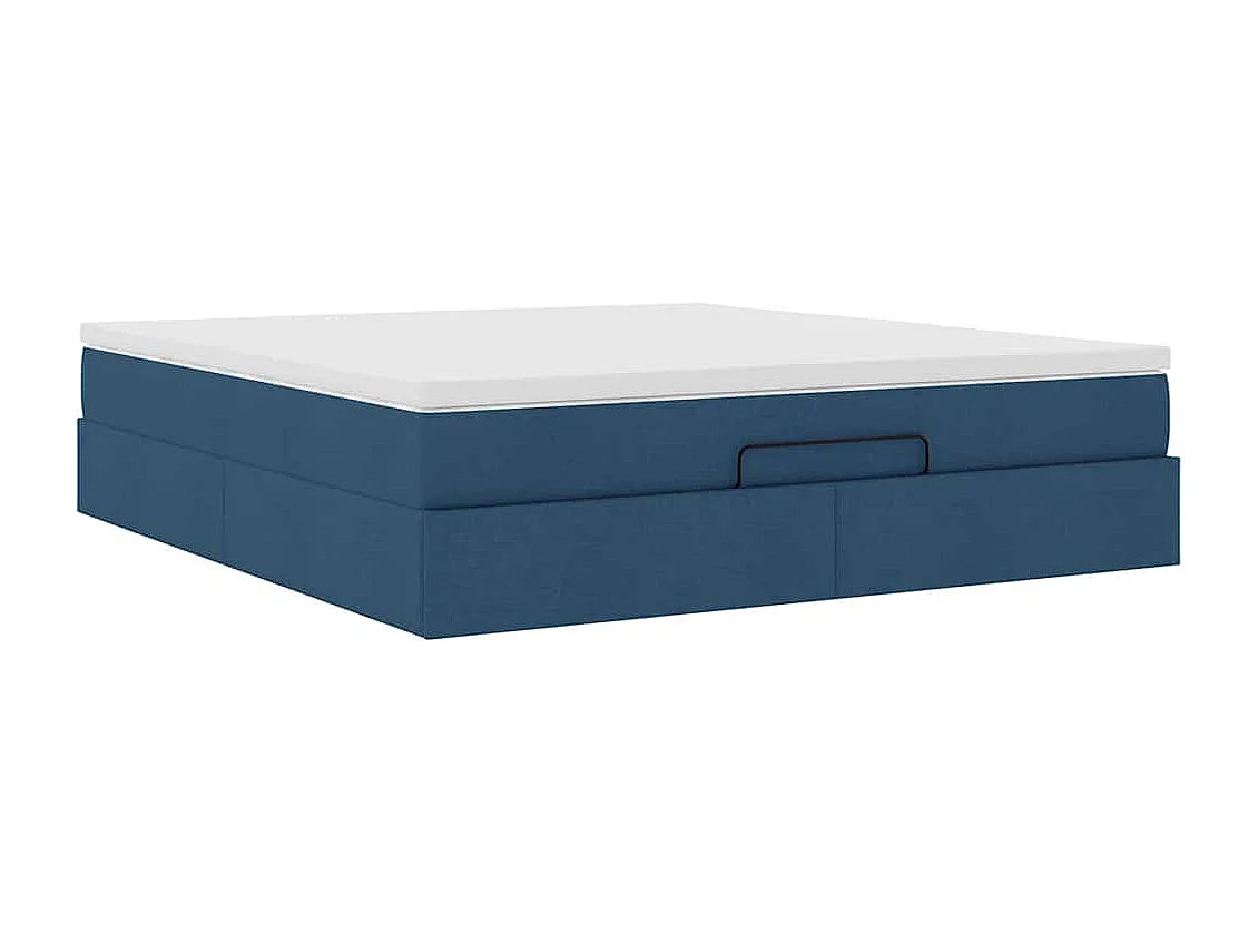 Struttura Letto Pouf con Materasso Blu 180x200cm in Tessuto