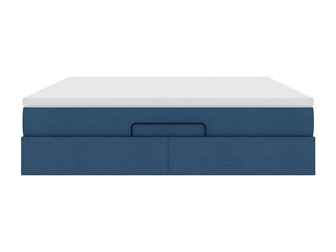 Struttura Letto Pouf con Materasso Blu 180x200cm in Tessuto