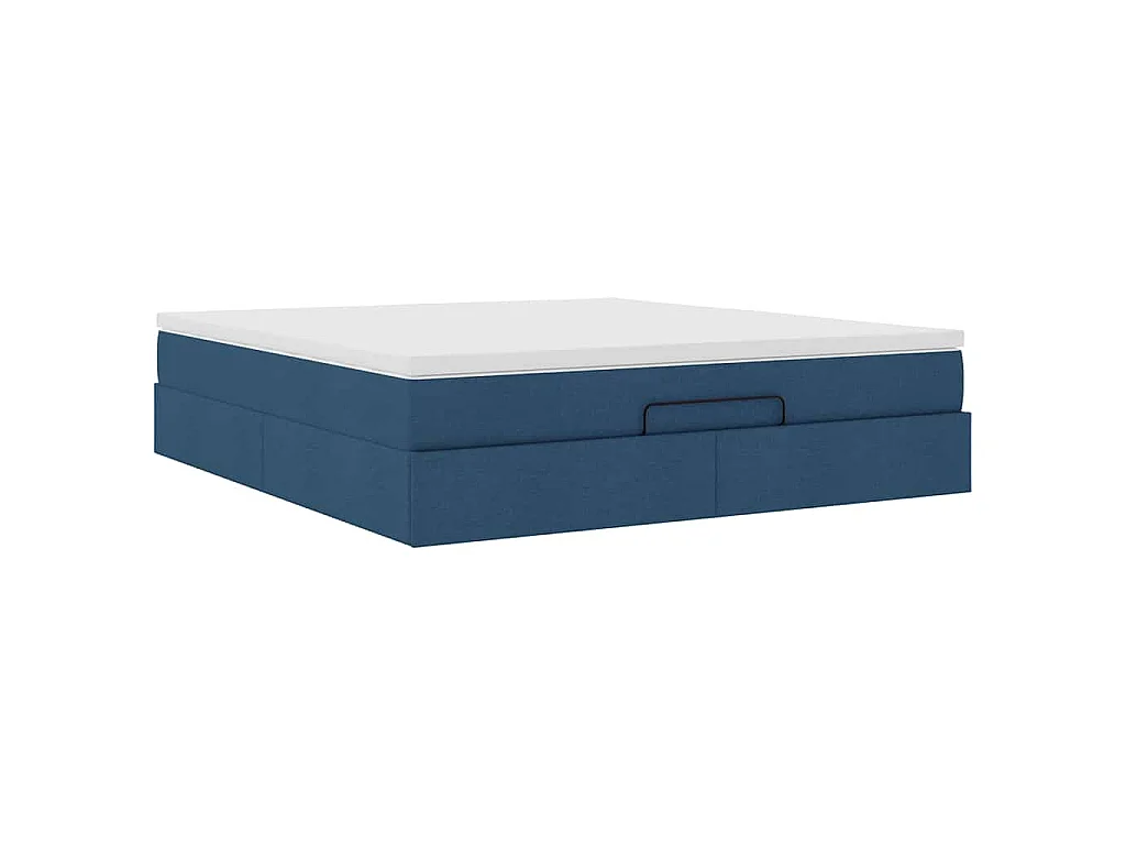 Estructura de cama otomana con colchón tela azul 180x200cm