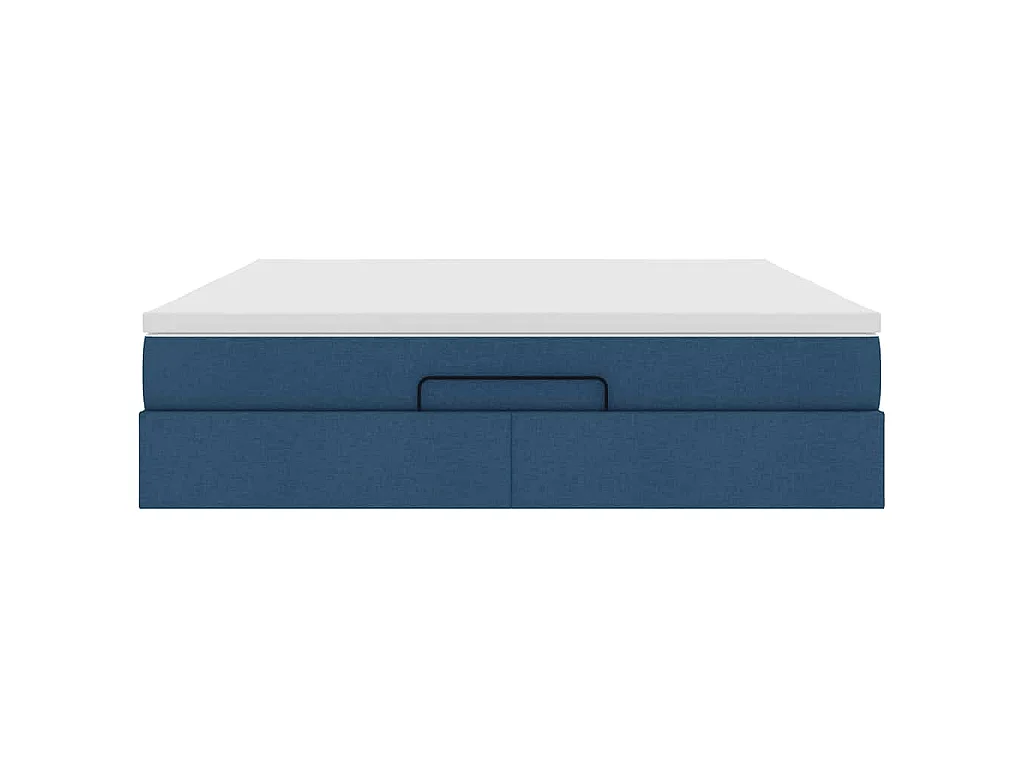 Estructura de cama otomana con colchón tela azul 180x200cm