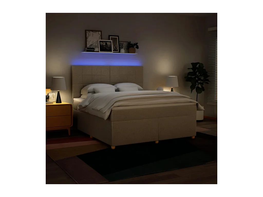 Sommier à lattes de lit avec matelas Crème 180x200 cm Tissu