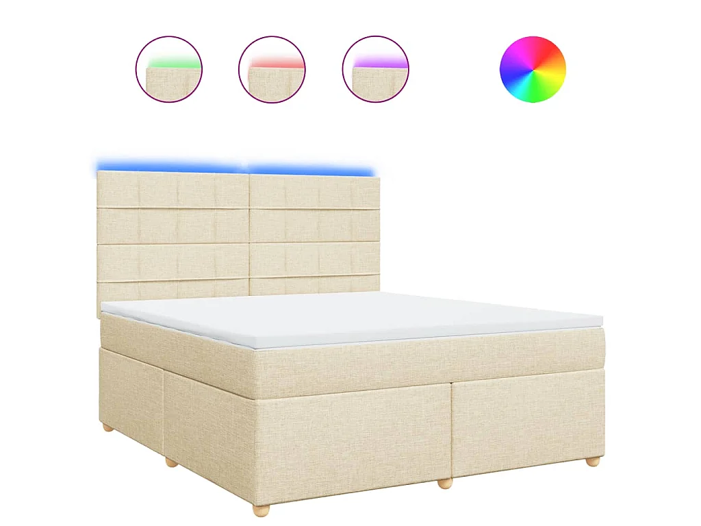 Sommier à lattes de lit avec matelas Crème 180x200 cm Tissu
