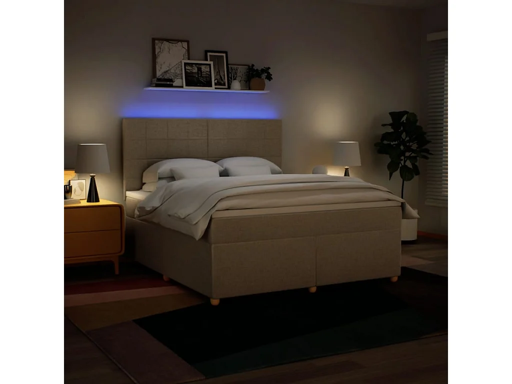 Sommier à lattes de lit avec matelas Crème 180x200 cm Tissu