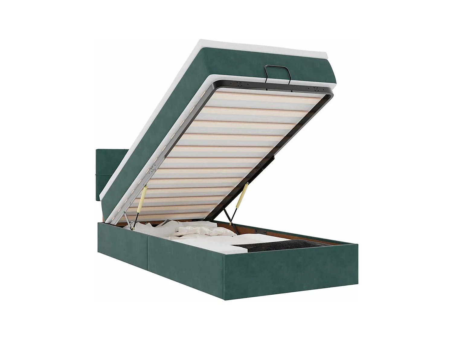 Lit ottoman avec matelas et LED Vert foncé 90x200cm velours