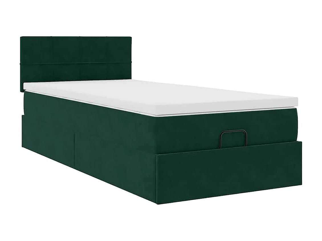 Bed poef met matras en LED's 90x200 cm fluweel donkergroen