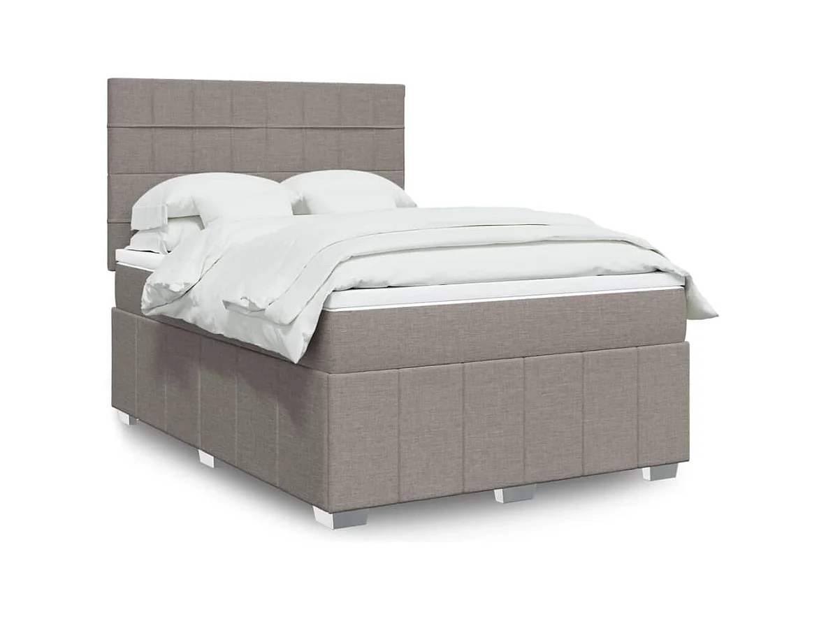 Sommier à lattes de lit avec matelas Taupe 140x200 cm Tissu