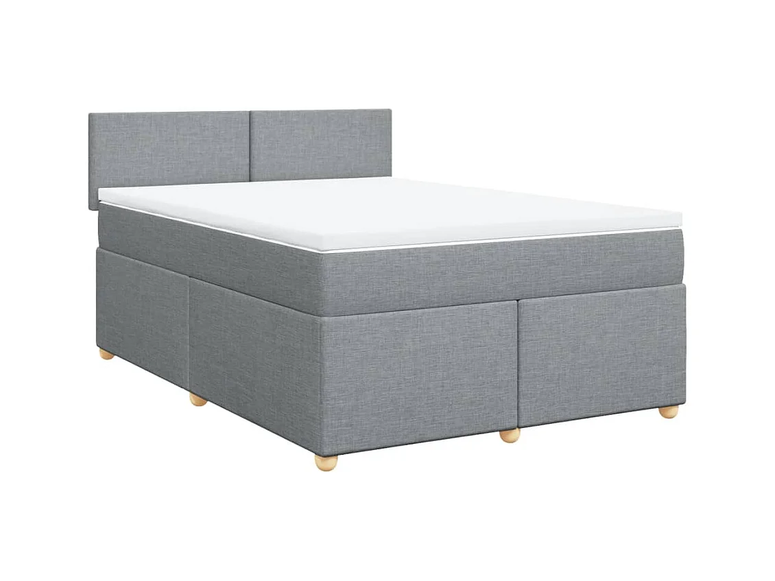 Sommier à lattes de lit avec matelas Gris clair 140x190cm Tissu