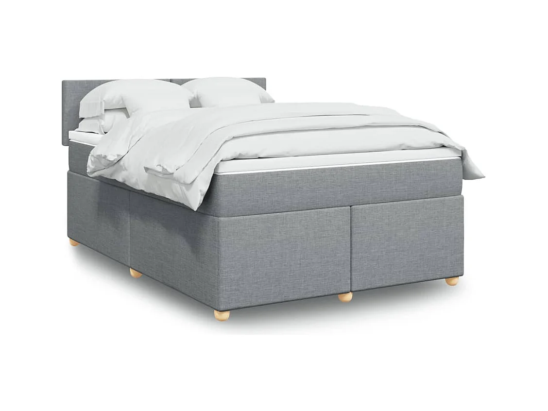 Giroletto a Molle con Materasso Grigio Chiaro 140x190cm Tessuto