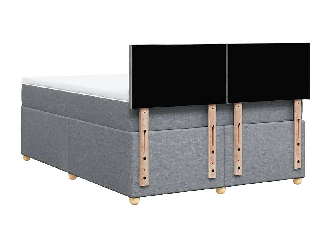 Cama box spring con colchón tela gris claro 140x190 cm