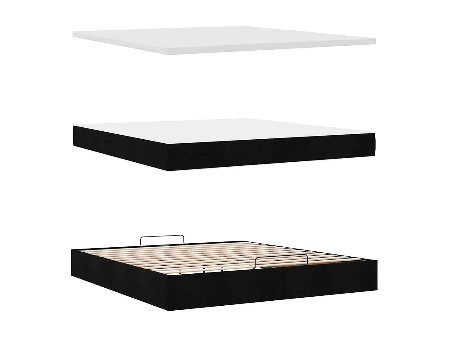 Ottoman-Bett mit Matratze Schwarz 160x200 cm Stoff