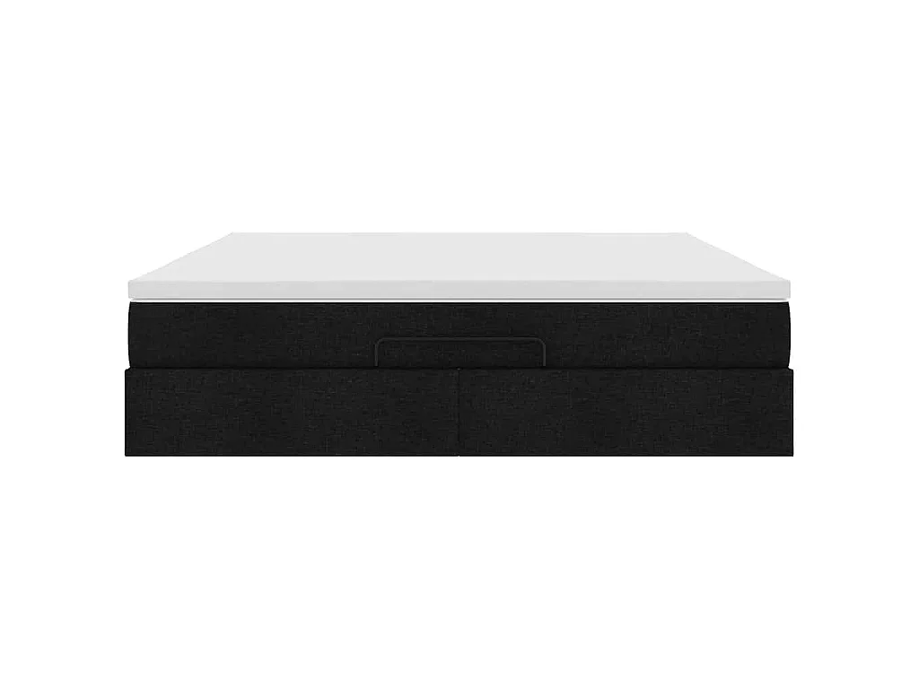 Cadre de lit ottoman avec matelas noir 160x200 cm tissu