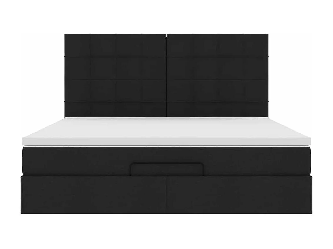 Cadre de lit ottoman avec matelas noir 180x200 cm tissu