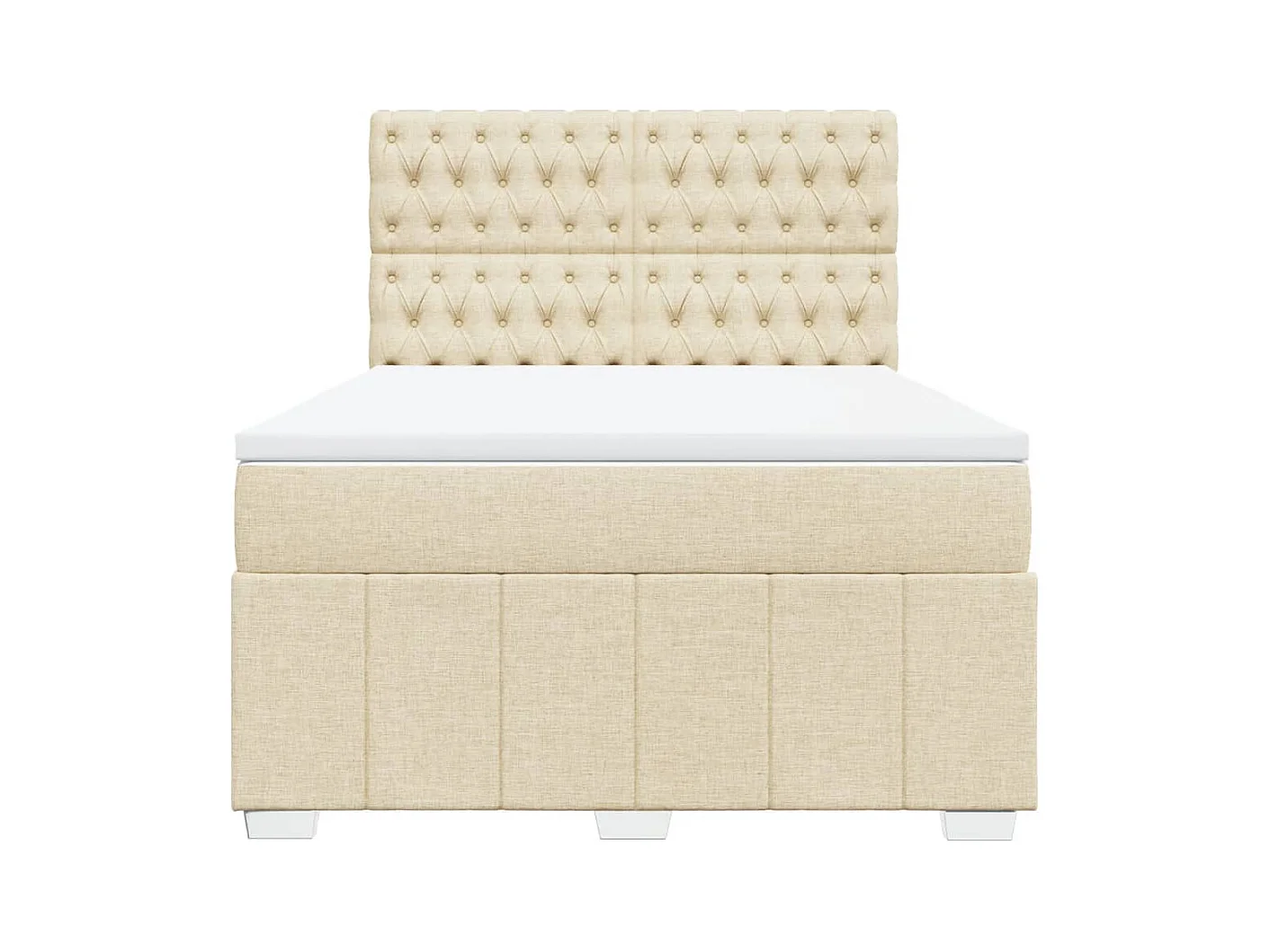 Cama box spring con colchón tela color crema 160x200 cm