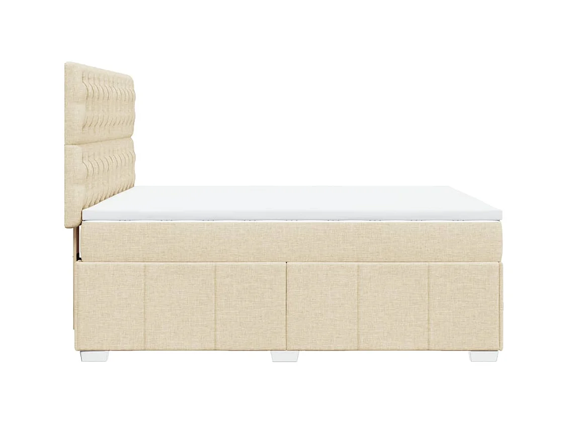 Cama box spring con colchón tela color crema 160x200 cm