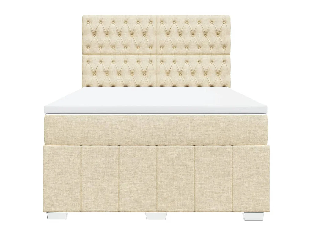 Boxspring met matras stof crèmekleurig 160x200 cm