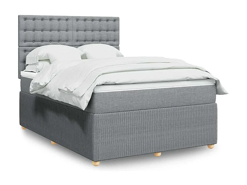 Boxspringbett mit Matratze Hellgrau 140x190 cm Stoff