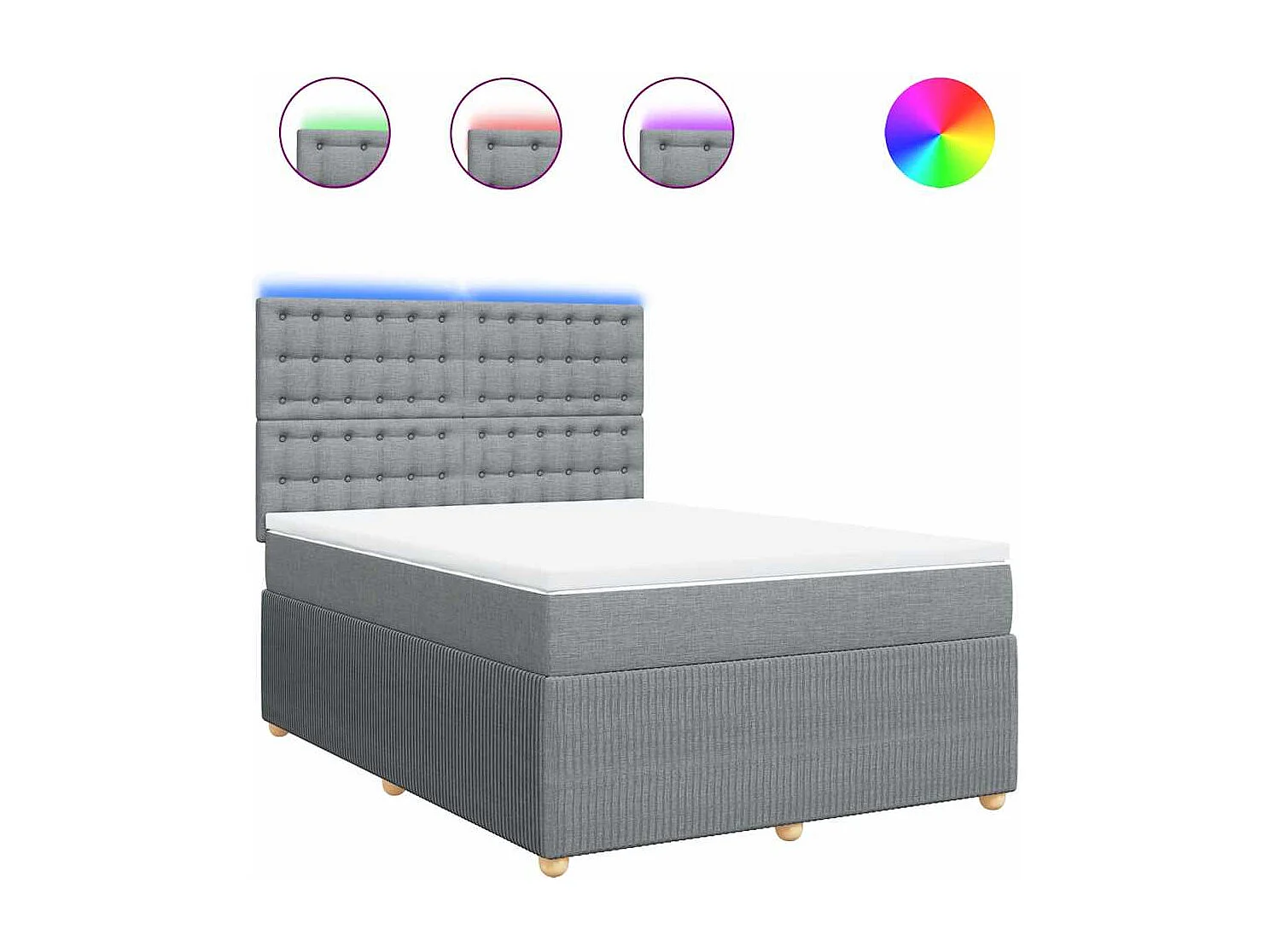 Sommier à lattes de lit avec matelas Gris clair 140x190cm Tissu