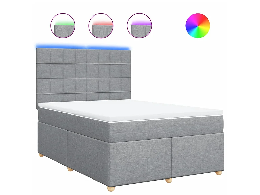 Sommier à lattes de lit avec matelas Gris clair 140x190cm Tissu