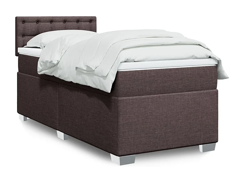 Boxspringbett mit Matratze Dunkelbraun 90x200 cm Stoff