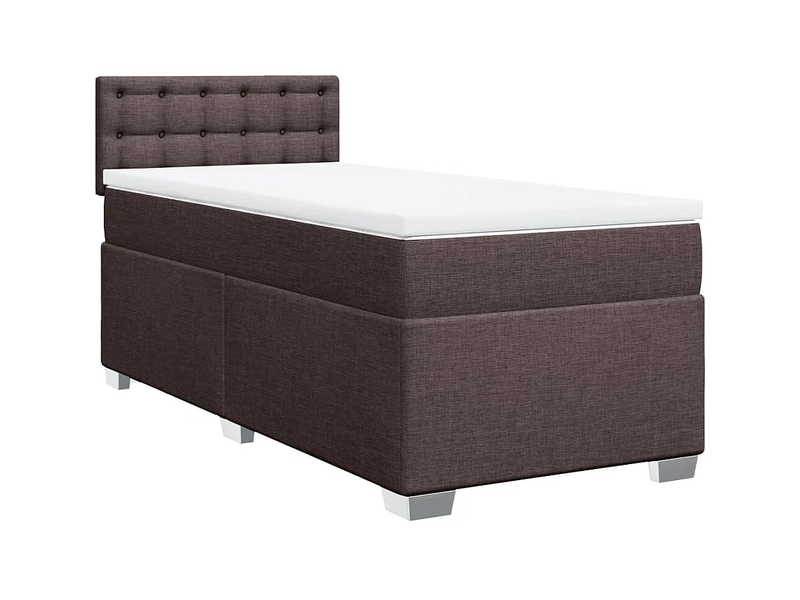 Cama com molas/colchão 90x200 cm tecido castanho-escuro