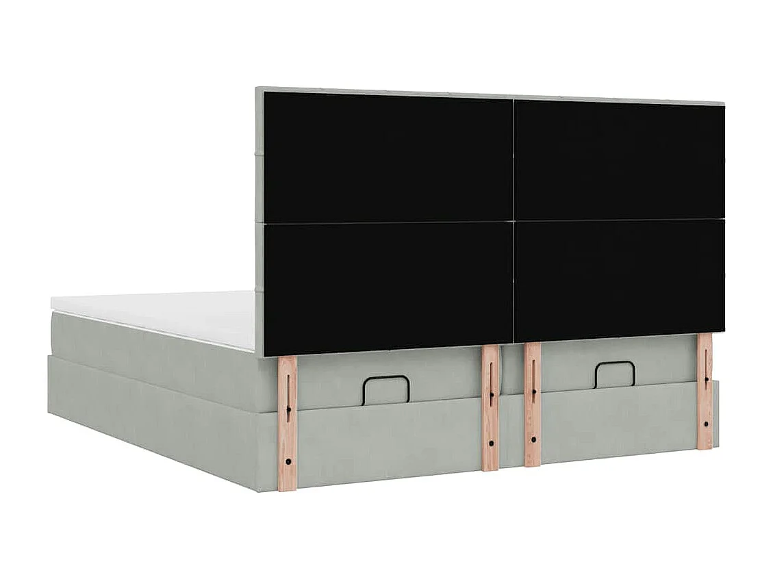 Cadre de lit ottoman et matelas gris clair 180x200cm velours
