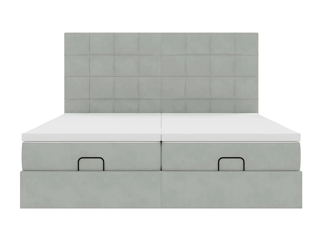 Estructura cama otomana colchones terciopelo gris claro