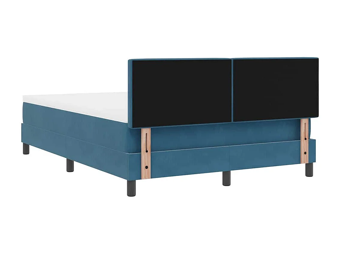 Letto a molle con materasso Blu Scuro 140 x 190 cm Velluto